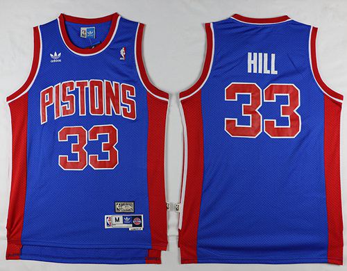 Men Detroit Pistons #33 Grant Hill Blue Throwback Stitched NBA Jersey